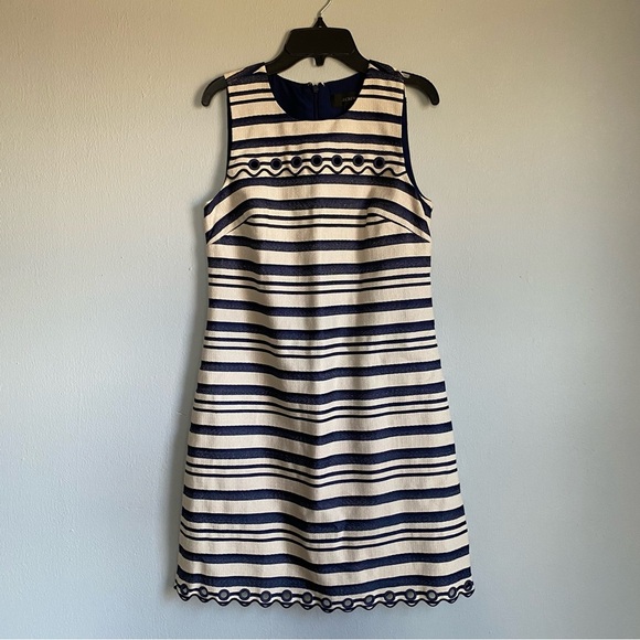 J. Crew Striped Woven Blue Sleeveless Dress - Picture 3 of 11